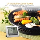 Topop 2 Stücke Barbecue Grill Thermometer Bratenthermometer Ofenthermometer und Digital Zeitmesser mit großem LCD-Display, 304 Edelstahl-Sonde, BBQ Smoker Thermometer für das Kochen, Indoor / Outdoor-Grill, Backofen / Fleisch / Pute / Steak - 