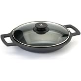 BRA Efficient | Low Casserole Dish 32 cm, Cast Aluminum, Non-Stick | Includes glass lid and removable silicone handles, suita