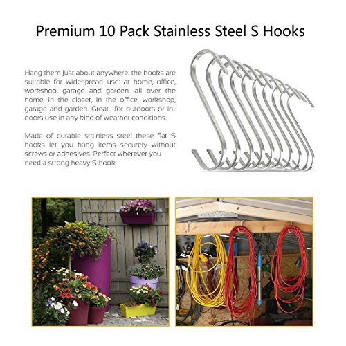 ilauke 10 S-Haken Edelstahl Küchenhaken Haken Besteckhalter 18/8 Rostfrei S Form Hängehaken für Küche BBQ Backen und viele weitere Möglichkeit (10 S-Haken) - 7