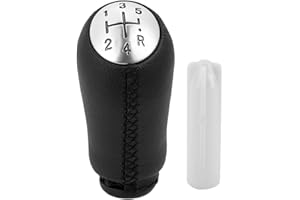 Gohanny Pomello Cambio per Renault Clio 3, 5 Marce Pomelli Leva del Cambio per Renault Clio III 2005-09, Clio 4 2012-19, Laguna 2003-09, Megane 2, con Adattatore + Portachiavi in Pelle