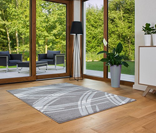 Designer Teppich Friese Muster Modern Verschiedene Größen Dunkelgrau (120x170)