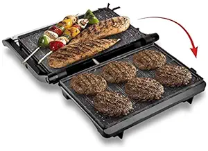 KATTICH 2 IN 1 Multi-utility Open Mini Press Griller for Sandwiches, Panini, Chicken with Marble Non-Stick Big Size Pate for Home, Cafe use (750 WATT)