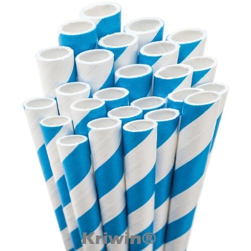 KRIWIN Pack Of 100 Blue & White Stripes Paper Straws 7 3/4 inch & 8 mm wide - Ideal for drinking cocktails, mock-tails, juices, milkshakes and Craft work RS.280 (60.00% Off) - Amazon KRIWIN Pack Of 100 Blue & White Stripes Paper Straws 7 3/4 inch & 8 mm wide - Ideal for drinking cocktails, mock-tails, juices, milkshakes and Craft work RS.280 (60.00% Off) - Amazon