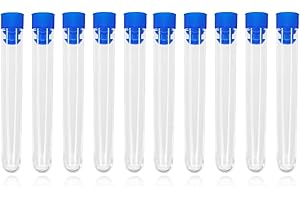 BOPRKTM Pack of 10 11 x 1.5 cm Sample Containers, Test Tube, Test Tube with Screw Cap, Plastic Centrifuge Tube, with Screw Cap and Graduated for Laboratory Chemistry Experiments
