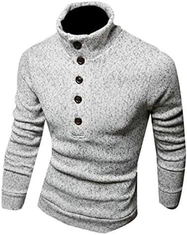 Happiness Entrance H&amp;E Men's Winter Pullover Mock Turtle Neck Long Sleeve Solid Sweater Gray XS