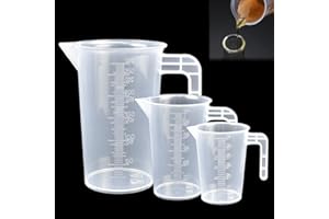 DOUSELLA 3 PCS Juego de Jarras Medidoras de Plástico de 50ml 100ml 250ml con Asa Jarra Medidora Resistente al Calor para Detergente Cocina Laboratorio Escala Fina Apta para Alimentos (Transparente)