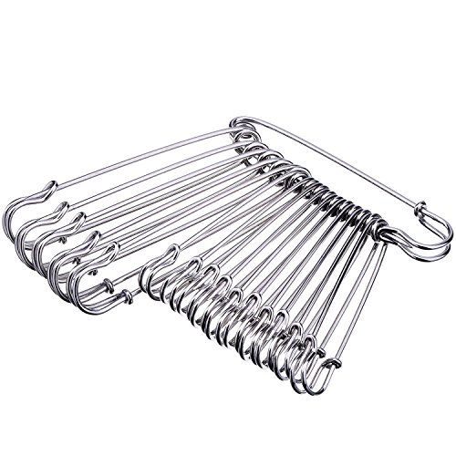 Outus 30 Stück Extragroß Sicherheitsnadel Rostfrei Stahl Heavy Duty Sicherheitsnadel für Decke, Rock, Kilts ( 4 Zoll und 3 Zoll)