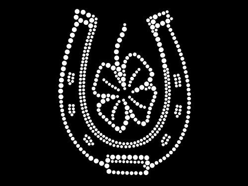 Diamante Diamante Diamonte Lucky Irish Horse Shoe transfer iron on hot fix motif for t-shirts bags