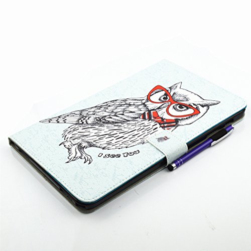 SZHTSWU® Schutzhülle für Samsung Galaxy Tab A 10.1 (2016) T580N T585N, Slim Fit Folio Case Zeichnung Drücken Bunte Muster PU Leder Tasche mit Weich TPU Silikon Innere Tablette Hülle Kunstleder Tasche Wallet Etui Lederhülle Schutzhülle Flip Schale Ledertasche mit Kartenfächern und Ständerfunktion für Samsung Galaxy Tab A (2016) T580N / T585N 25,54 cm (10,1 Zoll) Tablet-PC, Niedlich Eule - 6