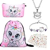Katze-Halsketten-Armband-Set: Katze-Halsketten-Armband-Set für Mädchen sind aus Premium-Legierung gefertigt Sehr gut poliert, ergibt eine perfekte Übereinstimmung der Kristalle mit der Legierung. ideal für verschiedene Altersgruppen für Kinder Mädchen oder Damen, für Ball, Party, Geburtstag, Zeremonie, Einhorn Gefälligkeiten oder Sammlungen, am besten als beste Freundschaft Geschenke, bringen Sie und Ihre Liebsten so viele Komplimente.