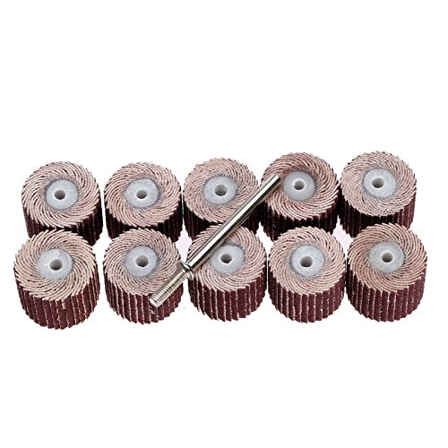 Dophee 10Pcs 15mm Schleifen Lamellenschleifrad Schmirgelpapier Flap Radscheibe mit 1 Mandrel Set 240 Grit - 3