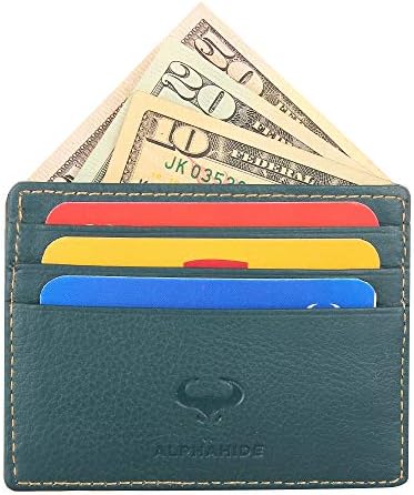 Genuine Leather Credit Card Holder - Thin ID Holder - Front Pocket Wallet - Slim Pouch - RFID Blocking