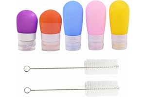 Accfore - Confezione da 5 bottiglie per condimenti per insalata, 36,9 g e 56,7 g, contenitori portatili per salse, a prova di perdite, con 2 pennelli per la pulizia, 5 colori