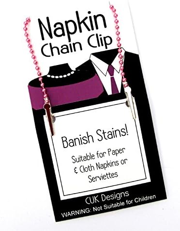 Napkin Holder Hanger Serviette Pink Tone 50cm Flexible Ball Chain with 2 Clips by CUK - Unisex