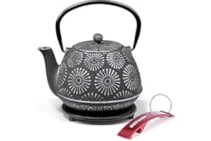 BRICOLEMAR Tetera de Hierro Fundido con Reposatetera + Llavero de Regalo (Bali - 1,20 Lts - Con Reposatetera)