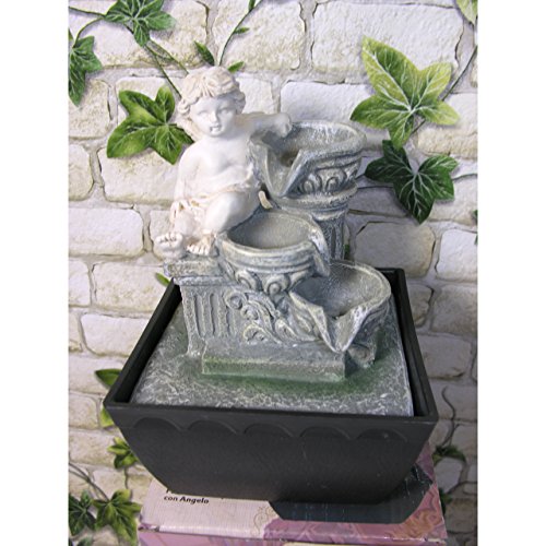 Zimmerbrunnnen Engel mit LED Beleuchtung 18cm Luftbefeuchter Deko 3 Designs Auswahl Design 1 - 4