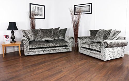 Vienna Silver 3+2 Suite Stylish Crushed Velvet Sofa Suite