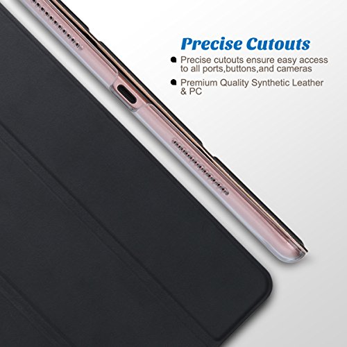 Neues iPad 2017, 9.7 Zoll Hülle, ULAK ultra dünne magnetische Selbstweck u. Schlaffunktion intelligente Abdeckung Trifold Standplatz-Fall mit Entwerfer-harte rückseitige Shell für neues iPad 9.7 Zoll 2017 Modell (Schwarz) - 4