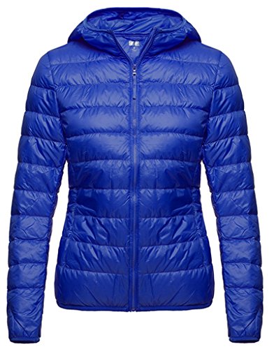Women's Hooded Packable Ultra Light Down Coat NLM(Sapphire Blue,X-L)