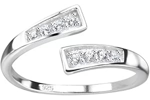 FIVE-D Ring Zehenring Kristalle Grösse einstellbar 925 Sterling Silber im Schmucketui