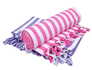 Sathiyas Supreme 480 GSM Non-Terry Cotton Bath Towel (Set of 2, Lavender and Pink 75 cm X 150 cm)