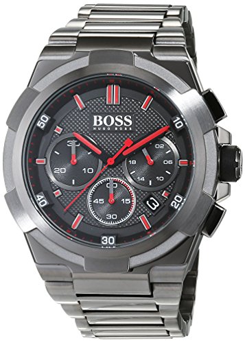Hugo Boss Supernova Mens Quartz Black Chronograph Grey Stainless Steel Bracelet 1513361