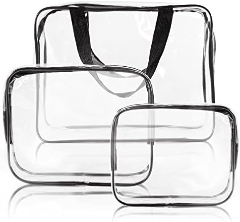 3Pcs Crystal Clear Transparent PVC Material Makeup Bags, Waterproof Material Travel Toiletry Organizer Storage Cosmetics Lipstick, Facial Cleanser（Small Medium Large Size）