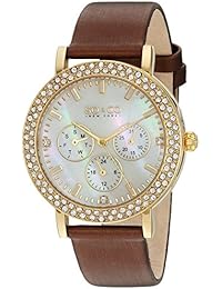 So y de Nueva York Madison Co para mujer reloj infantil de cuarzo con esfera de madreperla analógica y correa de piel color marrón 5216l, 3