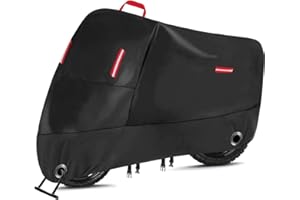 AUNIS 300D Motorradabdeckung Wasserdichten Outdoor Motorrad Abdeckplane Oxford Abdeckhaube Motorradplane Schutzhülle mit 2 Schlossloch & 4 Reflektionsstreifen für Honda Kawasaki Yamaha ( XL 230*95*125cm)