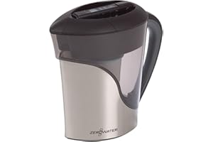 ZeroWater Caraffa filtrante per acqua 2,6L , Acciaio INOX, Plastica priva di BpA e certificato per la Riduzione di Piombo e Altri Metalli Pesanti