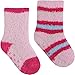Baby Girls Super Soft & Fluffy Cosy Gripper Socks (2 Pair Pack) (UK Infant Shoe 3-5.5 (Euro 19-22), Raspberry & Pink)