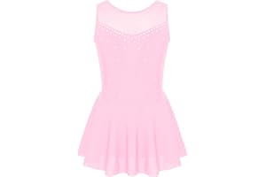IEFIEL Maillot de Danza Patinaje para Niña Vestido Lentejuelas de Baile Leotardo Gimnasia Rítmica Body Clásico Vestido de Bailarina 6-16 Años