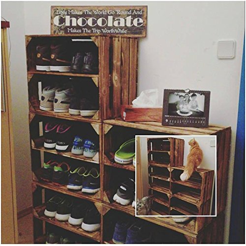 Weinkiste mit Zwischenbrett in geflammter Optik als Schuh- oder Bücherregal von Kistenbaron® - 4