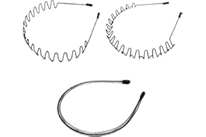 LERNOU Mens Metal Hair Bands, Black Zig Zag Headband,Wavy Hairbands for Boys, Unisex Outdoor, Sports, Weddings and Daily Wear. (3 Pcs)