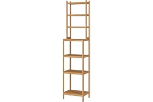 FOREHILL Estantería Bambú Baño, Estantería Estrecha de 7 Niveles, Estante Almacenamiento, Espacios Estrechos (Natural)