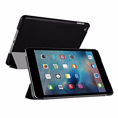 EasyAcc Ultra Slim Apple ipad mini 4 Hülle Ledertasche Flip Case Smart Cover mit Standfunktion / Auto Sleep Wake up und Standfunktion für iPad mini 4 2015 – Schwarz, Kunstleder - 5