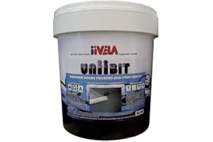 iiVELA UNIIBIT Guaina Liquida Bituminosa Impermeabilizzante, Membrana Liquida a Base di Bitume con Polimeri, Resistente a Raggi UV e Ristagni d’Acqua, Pedonabile per Tetti e Coperture (1 Kg)