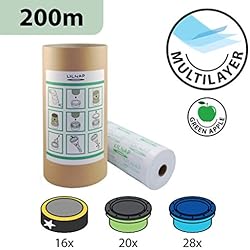 LILNAP Recharges de poubelle à couches et anti-odeurs compatible avec Sangenic, Angelcare et Litière Litter Locker II - inclus le tube en carton pour faciliter la recharge (200m)