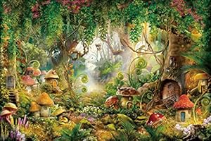 Renaiss 3x2m Foresta del paese delle meraviglie Backdrop Fiaba Foresta Funghi Alberi Piante Fotografia Sfondo Baby Shower Bambini Ragazze Compleanno Party Decor Vinile Foto Studio Props