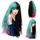 💋 DESIGN: Perücke Verkleidung, einzigartige Farben und lockiges Design, elastischem Band, einstellbar bis 53-57 cm, Die meisten Kopfgrößen liegen in diesem Bereich. 100% atmungsaktives Rosen-Netz innen für Komfort beim Tragen. Es gibt zwei verstellbare Riemen in der Perücke, die sich mit einer festen Position, um verschiedene Kopf-Größen miteinander verflochten werden können.