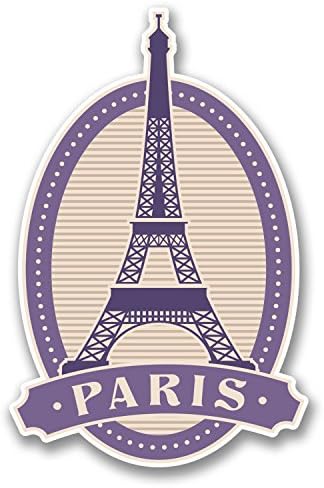 2 x 10cm Paris Eiffel Tower Vinyl Sticker Travel Luggage Tag Gift France #6396 (6.5cm Wide x 10cm Tall)