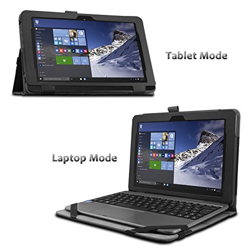 ASUS T101HA / Transformer Book T101HA Hülle Case -Infiland Slim Fit Folio PU-lederne dünne Kunstleder Schutzhülle Cover Tasche für Asus T101HA-GR004T / GR001T 10.1 Zoll Tablet-PC 2016 (mit Auto Schlaf / Wach Funktion, Tablet und Tastatur sind nicht entgehaltet)(Schwarz) - 3