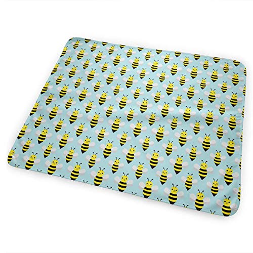 Preisvergleich Produktbild Kotdeqay Tragbare Wickelauflage für Babywindel, saugfähig, waschbarCute Bumblebee Seamless Pattern(65x80cm)