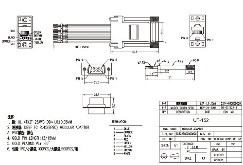 RJ45 Weiblich Buchse Zum 9 Polig Seriell DB9 Buchse Adapter - 3