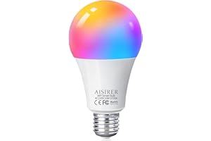 Bombilla LED Inteligente WiFi, AISIRER 10W 1000LM E27 Lámpara, WiFi Bombilla Luces Cálidas/Frías & RGB Funciona con Alexa (Echo, Echo Dot) Google Home, 16 Millones de Colores, Equivalente 90 W, 1 Pack