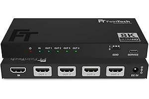 FeinTech HDMI 2.1 Splitter Distributor 4K 120Hz 8K Downscaler per giochi e video (SP410 1 In 4 Out)