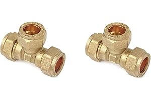 22.5 TEAM CONTROLS TC Compression Brass Equal Tee 15mm for Copper Pipe Connector -Pack of 2