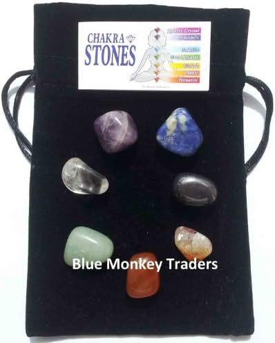Drawstring Pouch Of 7 Healing Reiki Crystals Tumble Palm Stones For Healing Chakras Energy Gemstones For Use In Yoga, Meditation, Energy Clearing and Cleansing. Tumble Polished Stones. Tumblestones. Beautiful Original, Caring, Loving, Moving Friendship Gift. Birthday Christmas Present