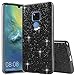 Produktbild Karomenic kompatibel mit Huawei Mate 20 X Silikon Hülle 2 in 1 Glänzend Bling Strass Schutzhülle Männer Mädchen Ultra Slim Weiche TPU Handyhülle Plastik Hard PC Tasche Bumper Case,Schwarz