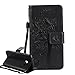 Produktbild Leweiany Samsung Galaxy A3 2017 Hülle, Leder Flip Brieftasche, Handytasche Samsung Galaxy A3 2017 Schutzhülle PU Leder Flip Wallet Cover in Book Style Stand Case Card Slot Leder Tasche Case Karteneinschub mit Magnetverschluss Kratzfestes in Schwarz Katze und Baum Geprägt Muster Luxus Premium Lederhülle Handy Slim Standhülle Brieftasche Etui Schale für Samsung Galaxy A3 2017